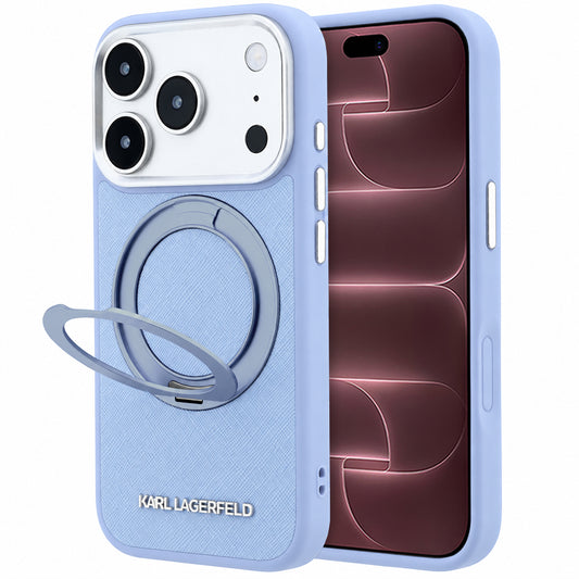 Etui MagSafe do Apple iPhone 18 Pro Max / 17 Pro Max, Karl Lagerfeld, Ring Stand 360 Saffiano, Bleu