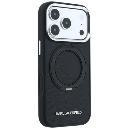 Etui MagSafe do Apple iPhone 18 Pro Max / 17 Pro Max, Karl Lagerfeld, Ring Stand 360 Saffiano, Czarna