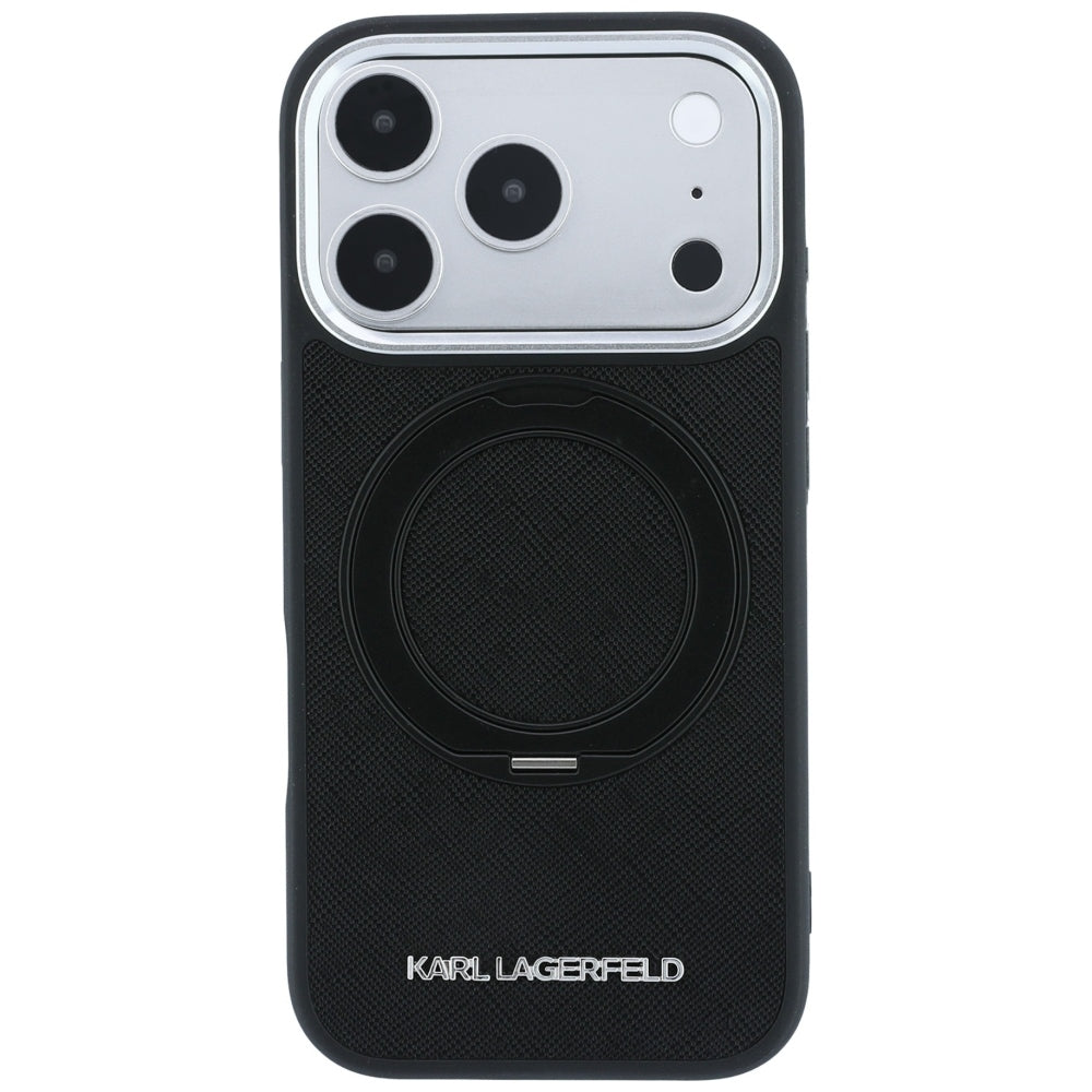 Etui MagSafe do Apple iPhone 18 Pro Max / 17 Pro Max, Karl Lagerfeld, Ring Stand 360 Saffiano, Czarna