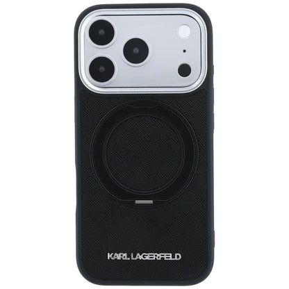 Etui MagSafe do Apple iPhone 18 Pro Max / 17 Pro Max, Karl Lagerfeld, Ring Stand 360 Saffiano, Czarna