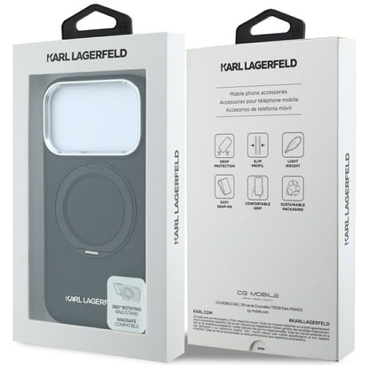 Etui MagSafe do Apple iPhone 18 Pro Max / 17 Pro Max, Karl Lagerfeld, Ring Stand 360 Saffiano, Czarna