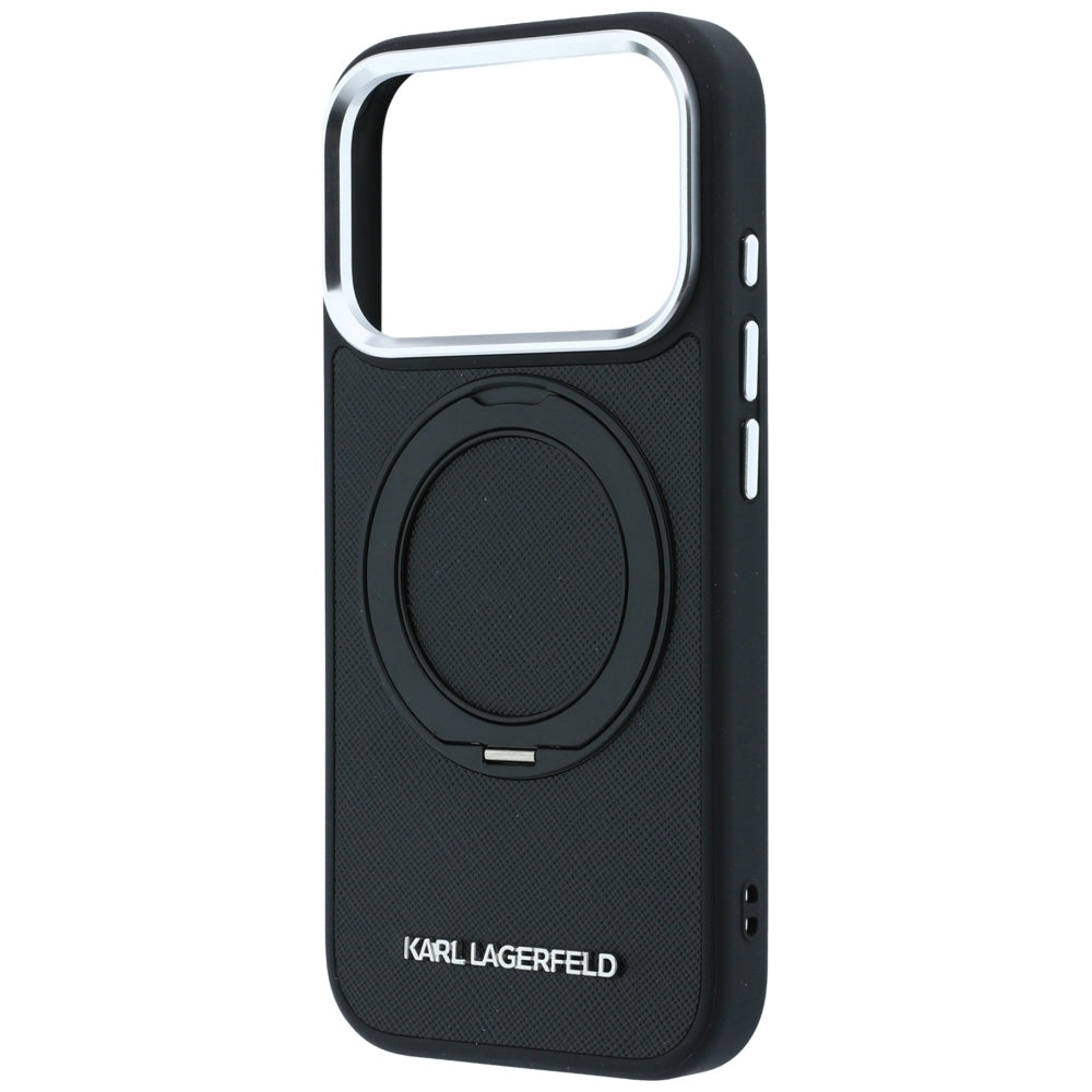 Etui MagSafe do Apple iPhone 18 Pro Max / 17 Pro Max, Karl Lagerfeld, Ring Stand 360 Saffiano, Czarna