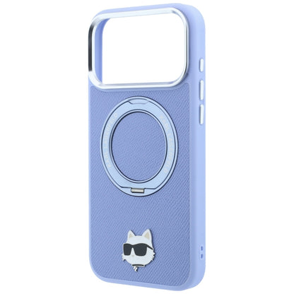 Etui MagSafe dla Apple iPhone 18 Pro Max / 17 Pro Max, Karl Lagerfeld, Saffiano Ring Stand 360 Choupette Pin, Bleu