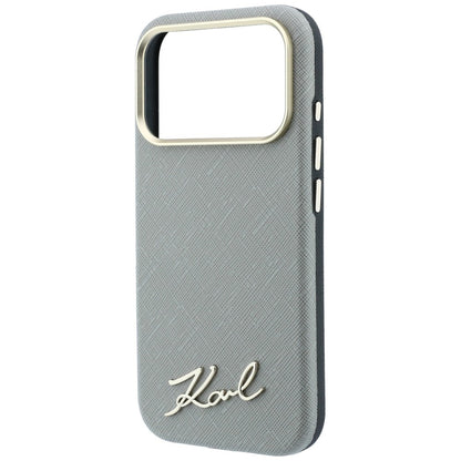 Etui MagSafe do Apple iPhone 18 Pro Max / 17 Pro Max, Karl Lagerfeld, Saffiano Small Script Metal Logo, Beż
