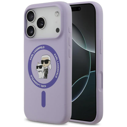 MagSafe Case for Apple iPhone 18 Pro Max / 17 Pro Max, Karl Lagerfeld, Silicone Ring Karl & Choupette, Purple