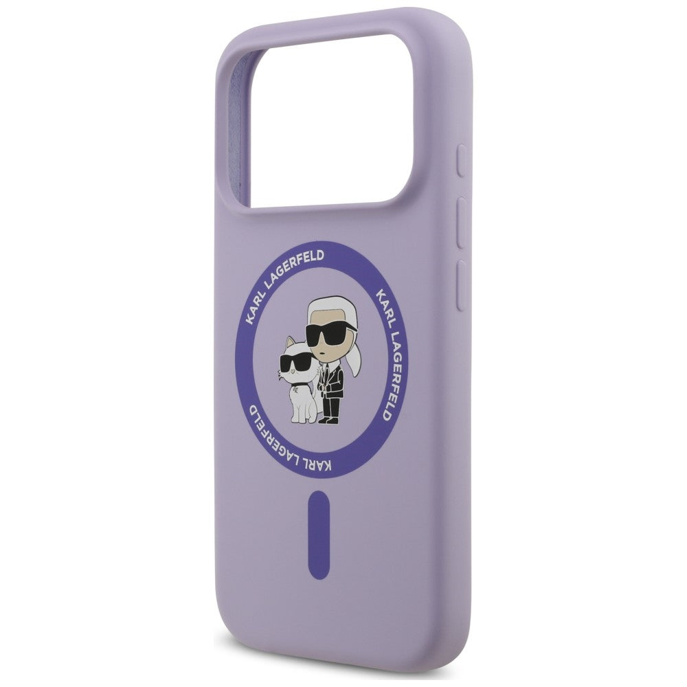 MagSafe Case for Apple iPhone 18 Pro Max / 17 Pro Max, Karl Lagerfeld, Silicone Ring Karl & Choupette, Purple