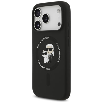 Etui MagSafe do Apple iPhone 18 Pro Max / 17 Pro Max, Karl Lagerfeld, Silicone Ring Karl & Choupette, czarne