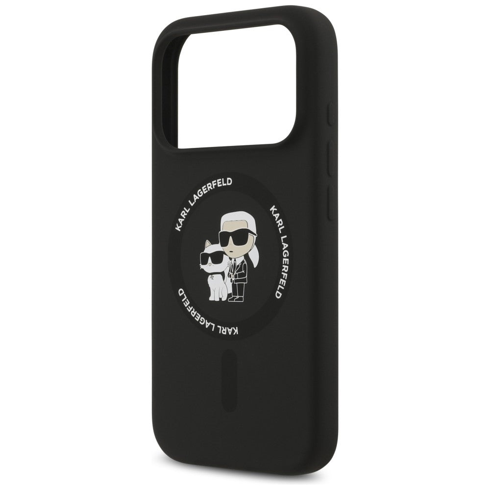 Etui MagSafe do Apple iPhone 18 Pro Max / 17 Pro Max, Karl Lagerfeld, Silicone Ring Karl & Choupette, czarne