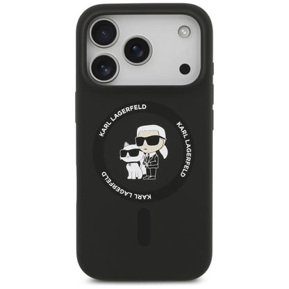 Etui MagSafe do Apple iPhone 18 Pro Max / 17 Pro Max, Karl Lagerfeld, Silicone Ring Karl & Choupette, czarne