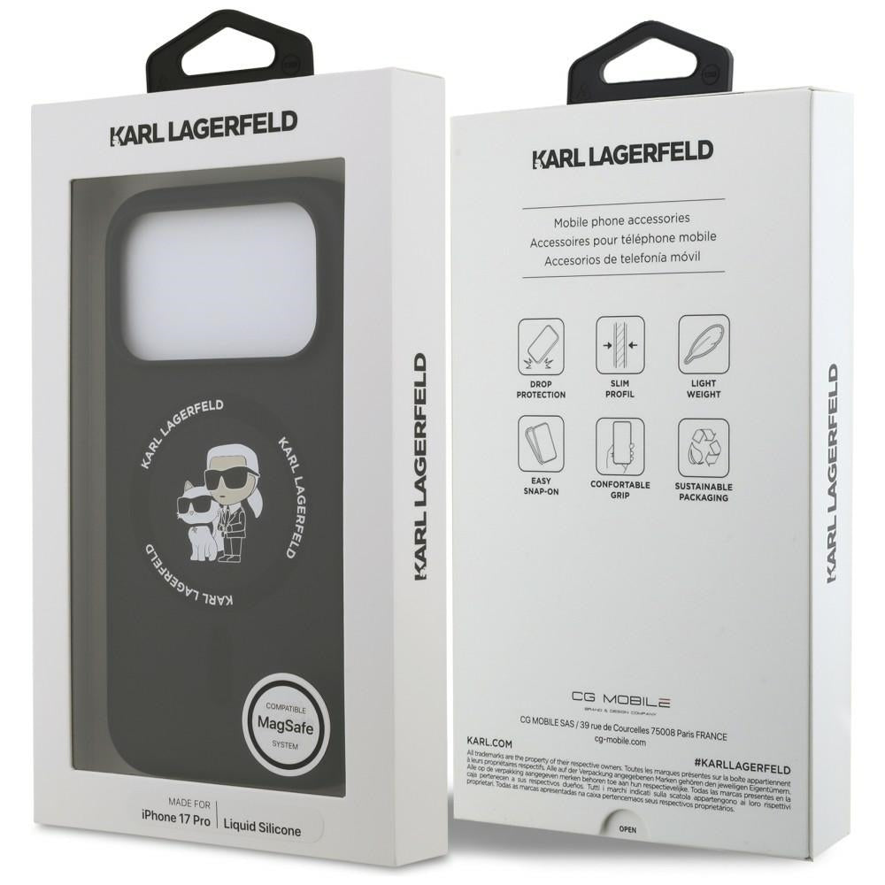 Etui MagSafe do Apple iPhone 18 Pro Max / 17 Pro Max, Karl Lagerfeld, Silicone Ring Karl & Choupette, czarne