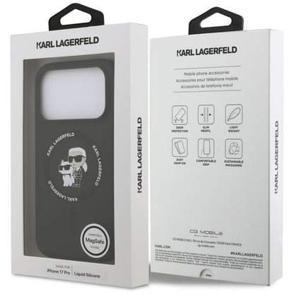 Etui MagSafe do Apple iPhone 18 Pro Max / 17 Pro Max, Karl Lagerfeld, Silicone Ring Karl & Choupette, czarne