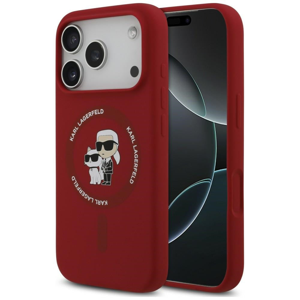 Etui MagSafe do Apple iPhone 18 Pro Max / 17 Pro Max, Karl Lagerfeld, silikonowy pierścień Karl & Choupette, różowy
