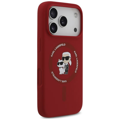 Etui MagSafe do Apple iPhone 18 Pro Max / 17 Pro Max, Karl Lagerfeld, silikonowy pierścień Karl & Choupette, różowy