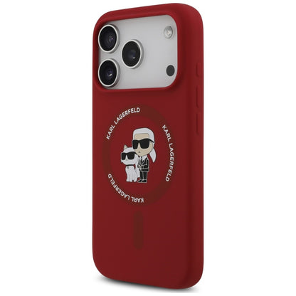 Etui MagSafe do Apple iPhone 18 Pro Max / 17 Pro Max, Karl Lagerfeld, silikonowy pierścień Karl & Choupette, różowy