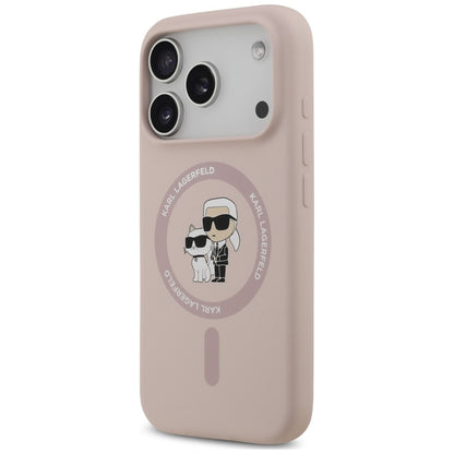 Etui MagSafe do Apple iPhone 18 Pro Max / 17 Pro Max, Karl Lagerfeld, Silicone Ring Karl & Choupette, różowy