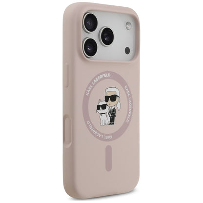 Etui MagSafe do Apple iPhone 18 Pro Max / 17 Pro Max, Karl Lagerfeld, Silicone Ring Karl & Choupette, różowy