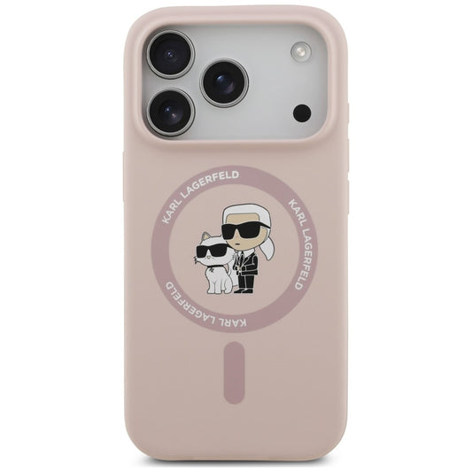 Etui MagSafe do Apple iPhone 18 Pro Max / 17 Pro Max, Karl Lagerfeld, Silicone Ring Karl & Choupette, różowy