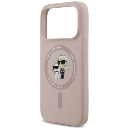 Etui MagSafe do Apple iPhone 18 Pro Max / 17 Pro Max, Karl Lagerfeld, Silicone Ring Karl & Choupette, różowy