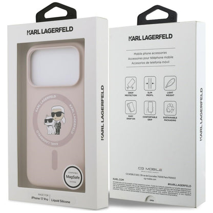 Etui MagSafe do Apple iPhone 18 Pro Max / 17 Pro Max, Karl Lagerfeld, Silicone Ring Karl & Choupette, różowy