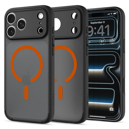 Etui MagSafe do Apple iPhone 18 Pro Max / 17 Pro Max, Spigen, Ultra Hybrid, Czarny Pomarańczowy Satynowy ACS12125