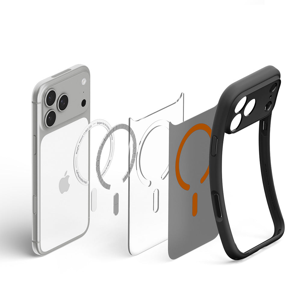 Etui MagSafe do Apple iPhone 18 Pro Max / 17 Pro Max, Spigen, Ultra Hybrid, Czarny Pomarańczowy Satynowy ACS12125