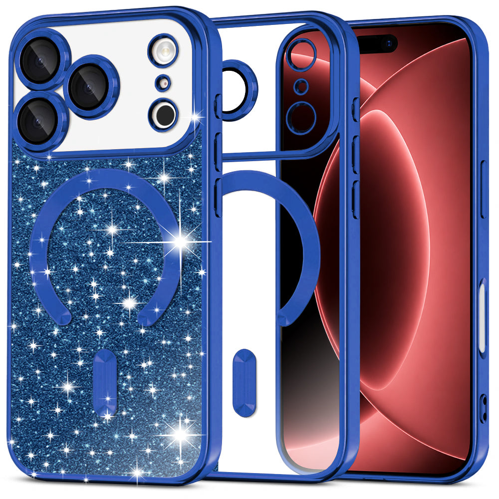 Etui MagSafe do Apple iPhone 18 Pro Max / 17 Pro Max, Techsuit, Luxury Glitter, Ciemnoniebieskie