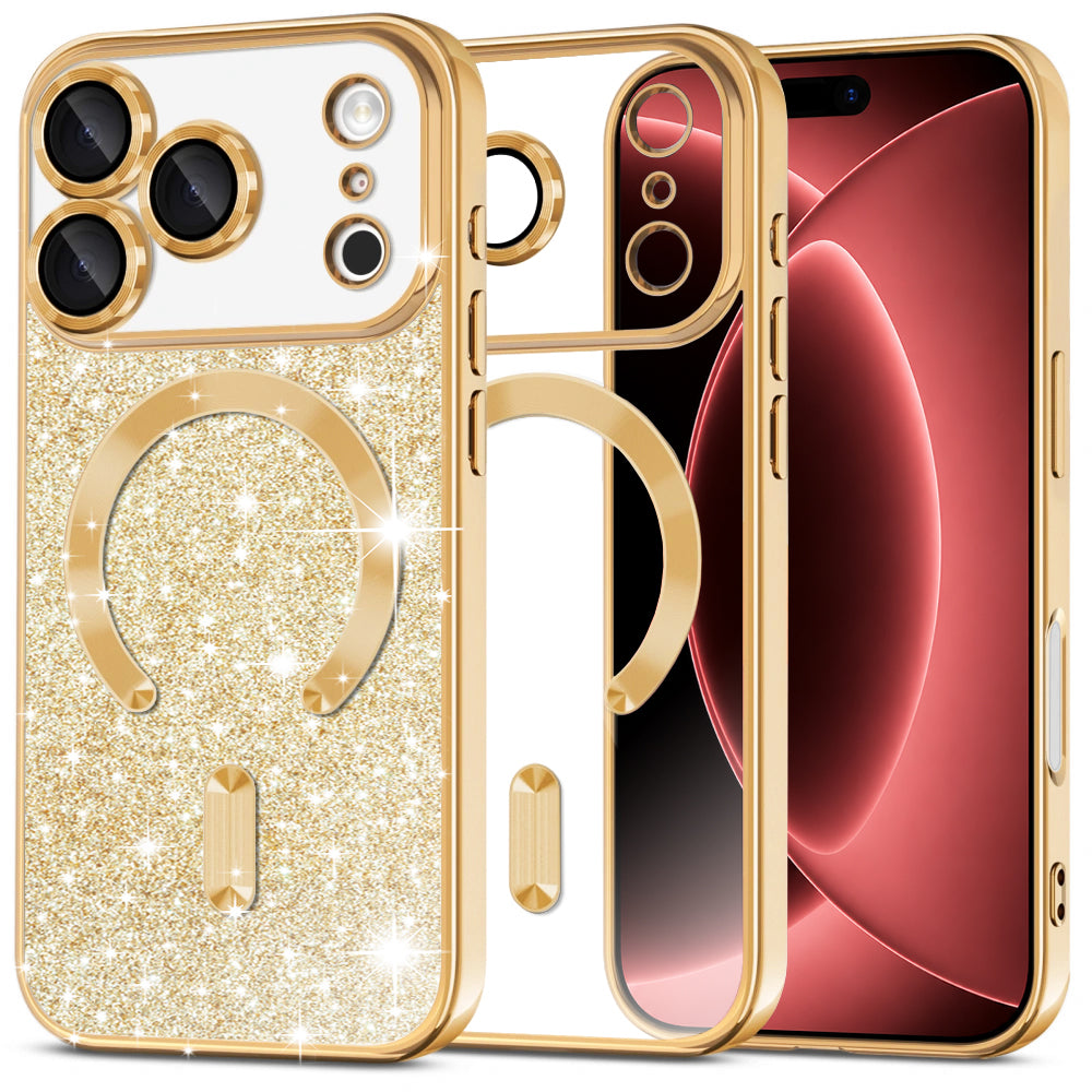 Etui MagSafe do Apple iPhone 18 Pro Max / 17 Pro Max, Techsuit, Luxury Glitter, Złote