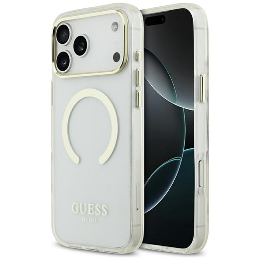 Etui MagSafe do Apple iPhone 18 Pro Max, Guess, Metal Outline, Złote