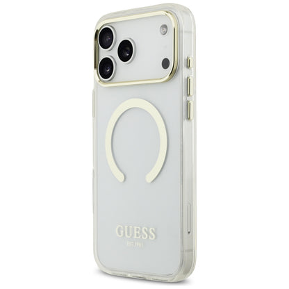 Etui MagSafe do Apple iPhone 18 Pro Max, Guess, Metal Outline, Złote
