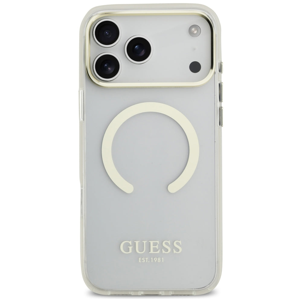 Etui MagSafe do Apple iPhone 18 Pro Max, Guess, Metal Outline, Złote