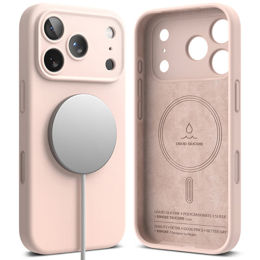 Etui MagSafe do Apple iPhone 18 Pro Max, Ringke, silikonowe, różowe