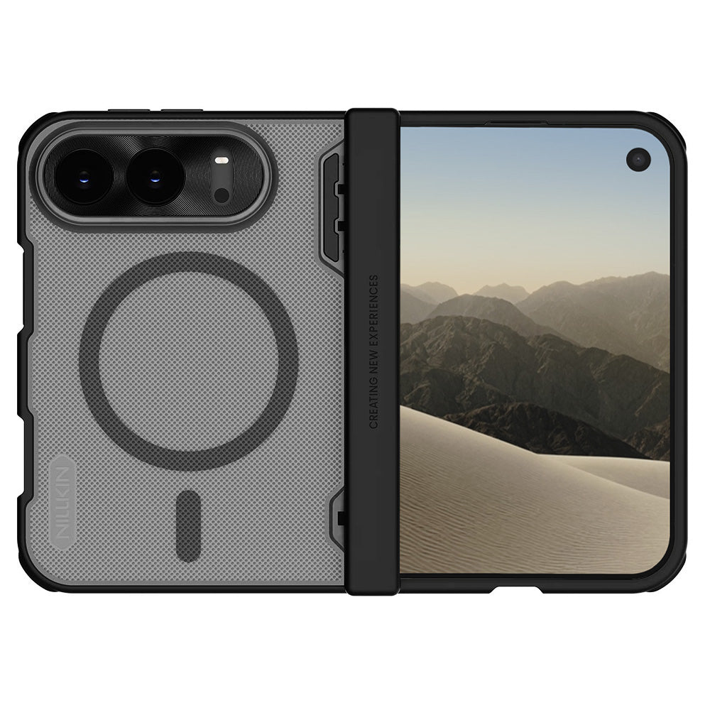 Etui MagSafe do Apple iPhone Duo, Nillkin, Super Frosted Shield, czarne, przezroczyste, satynowe
