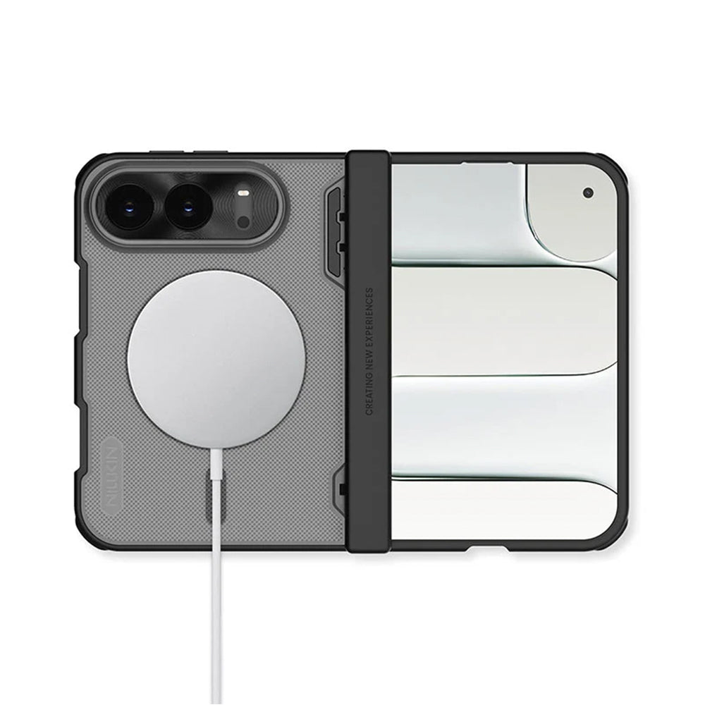 Etui MagSafe do Apple iPhone Duo, Nillkin, Super Frosted Shield, czarne, przezroczyste, satynowe
