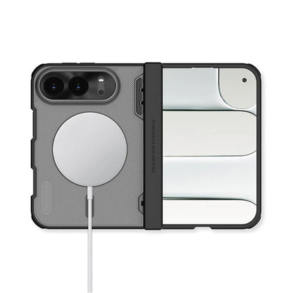 Etui MagSafe do Apple iPhone Duo, Nillkin, Super Frosted Shield, czarne, przezroczyste, satynowe