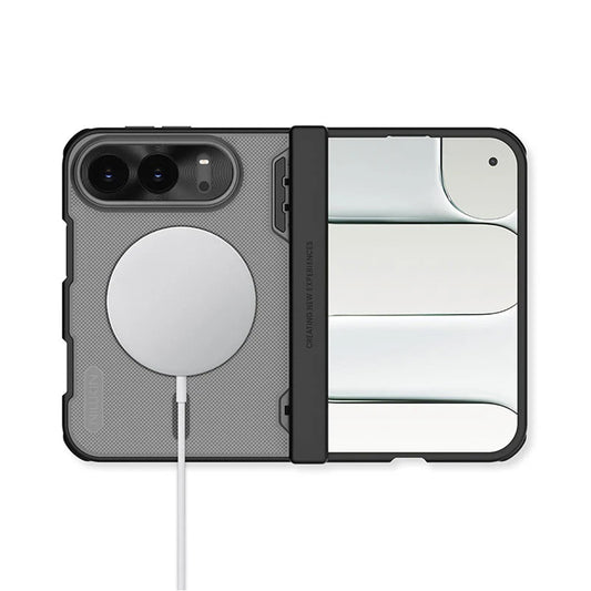 Etui MagSafe do Apple iPhone Duo, Nillkin, Super Frosted Shield, czarne, przezroczyste, satynowe