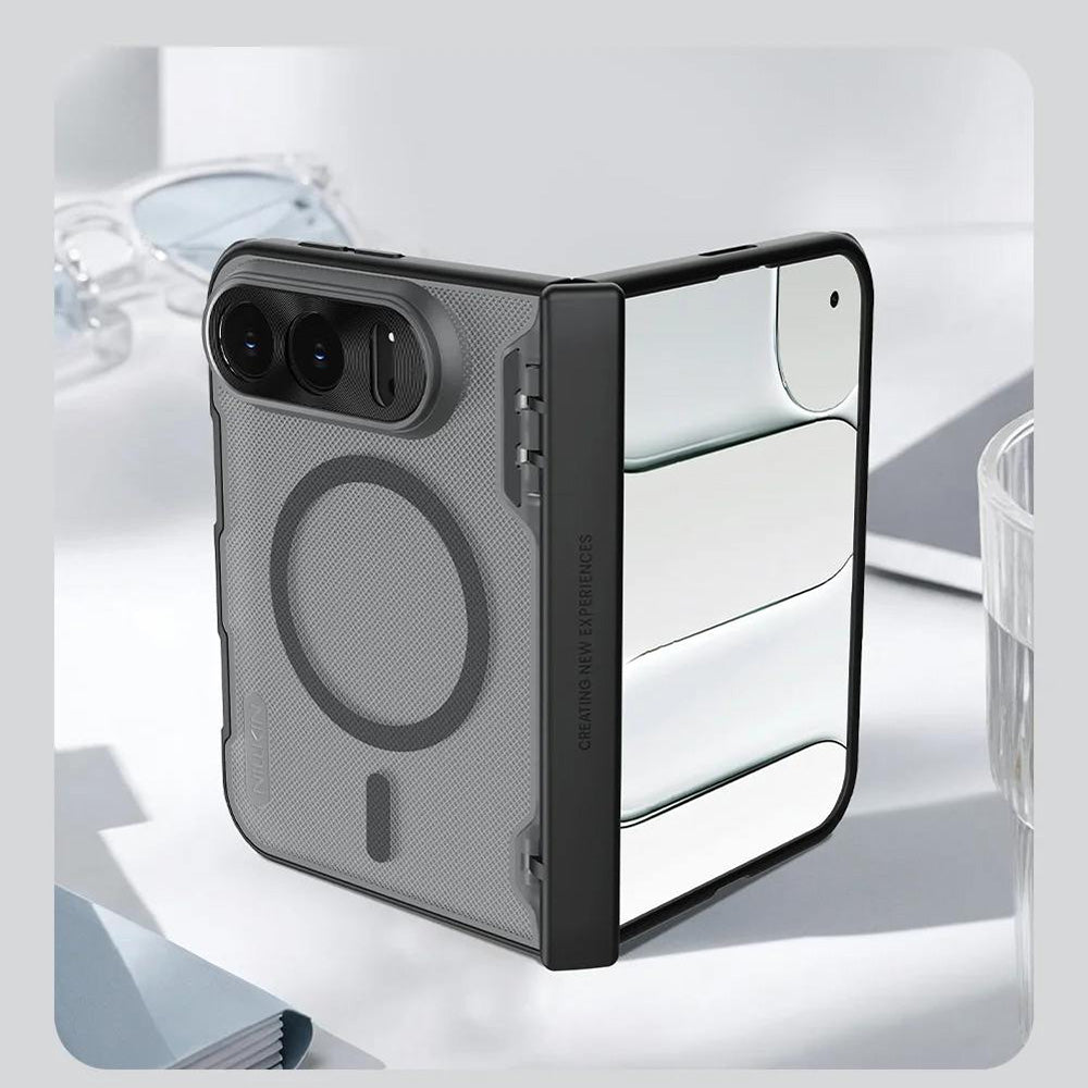 Etui MagSafe do Apple iPhone Duo, Nillkin, Super Frosted Shield, czarne, przezroczyste, satynowe