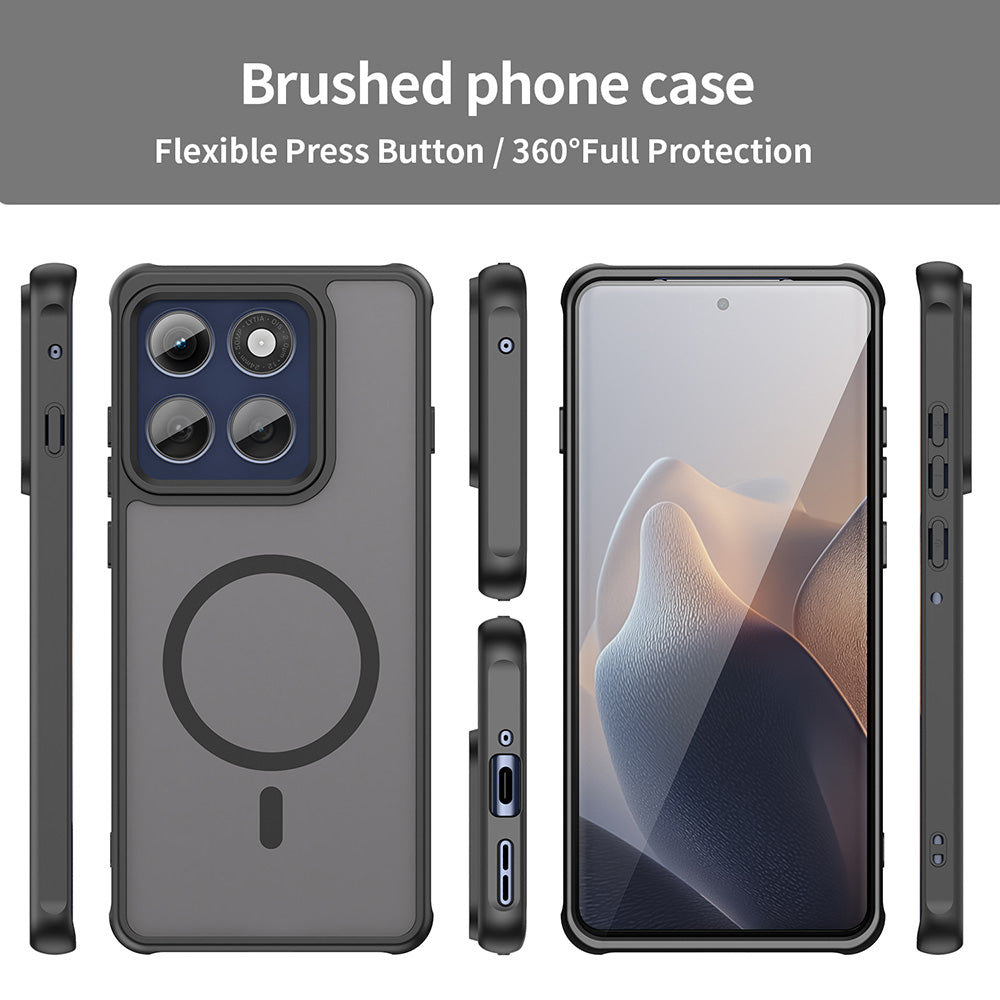 MagSafe Case for Motorola Edge 60 Pro, Techsuit, HaloFrost II (Big Lens Hole), Black