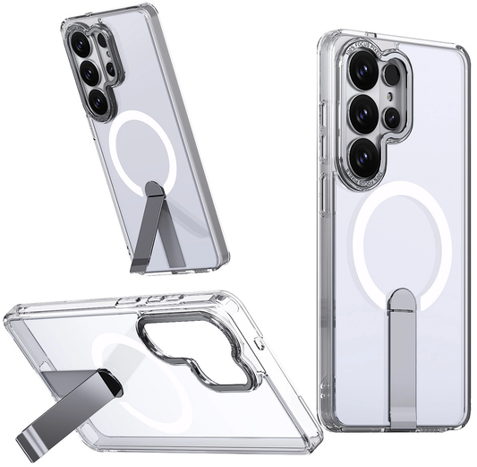 Etui MagSafe do Samsung Galaxy S26 S942, Hybrid Armor, X z podstawką, przezroczyste
