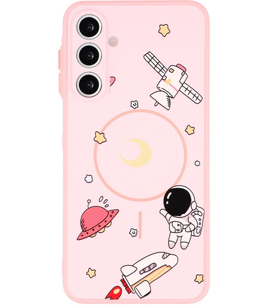 Etui MagSafe do Samsung Galaxy A16 5G A166 / A16 4G A165, OEM, Kreskówkowy Astronauta, Różowy