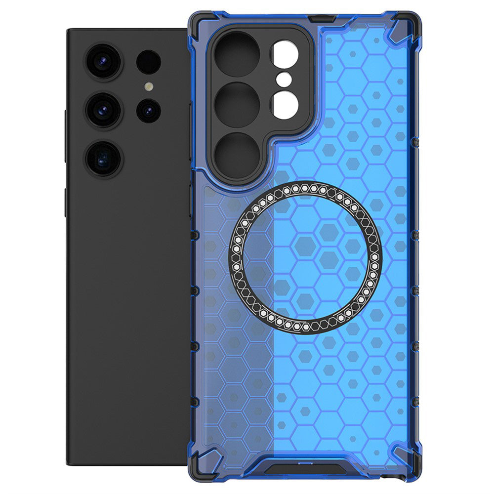 Etui MagSafe do Samsung Galaxy S25 Ultra S938, Techsuit, HoneyComb Shield, Niebieskie