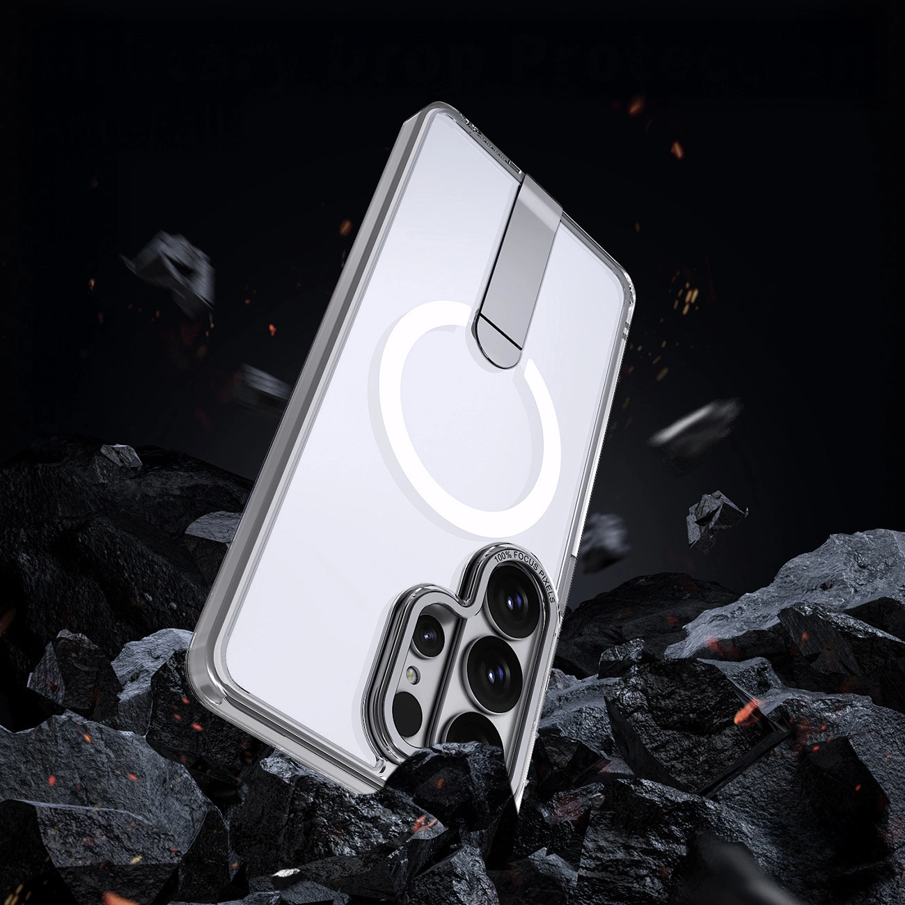 Etui MagSafe do Samsung Galaxy S26 Ultra S948, Hybrid Armor, X z podstawką, przezroczyste