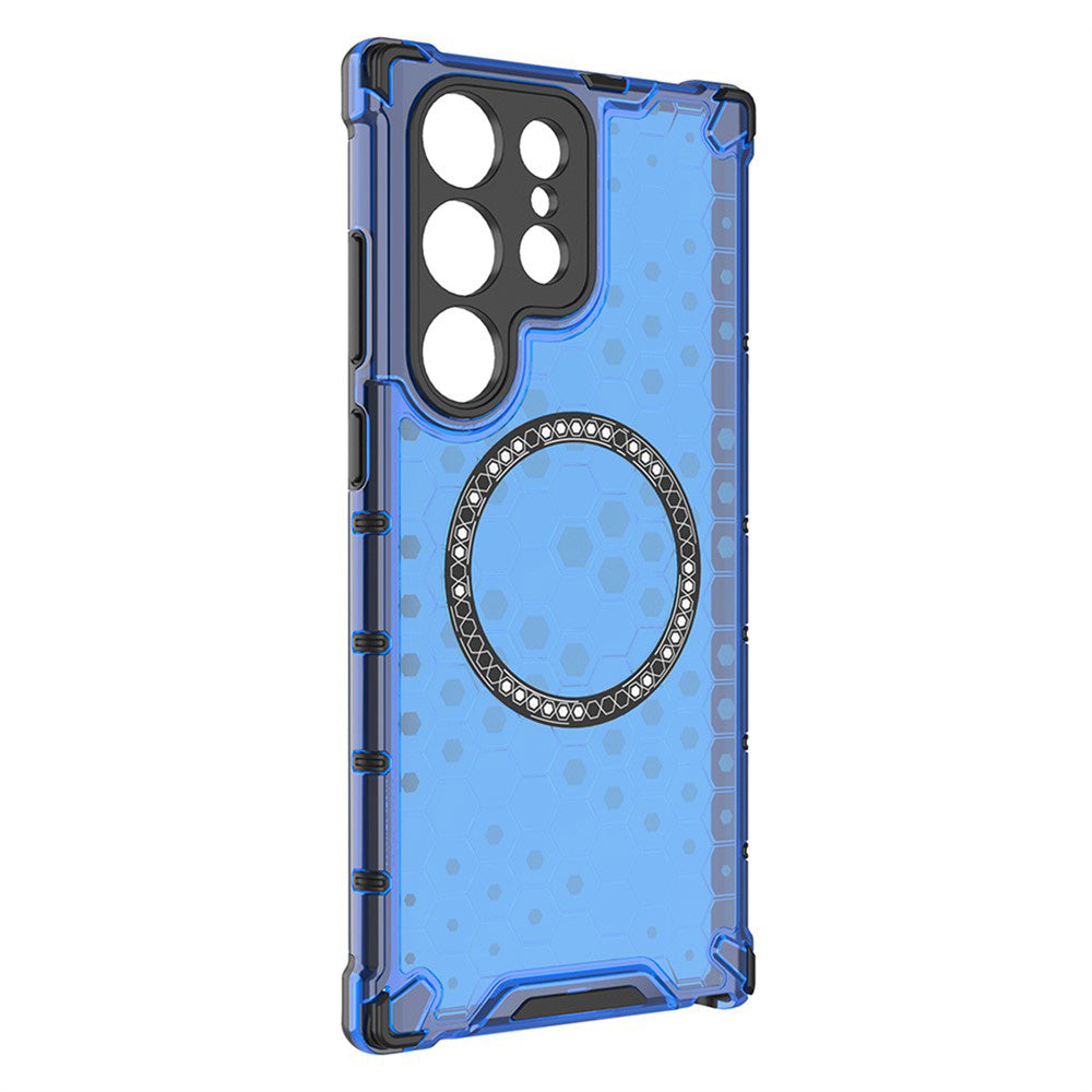 Etui MagSafe do Samsung Galaxy S25 Ultra S938, Techsuit, HoneyComb Shield, Niebieskie