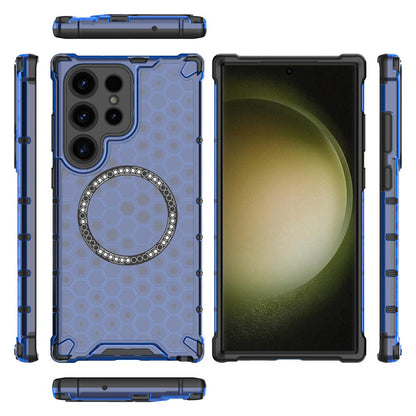 Etui MagSafe do Samsung Galaxy S25 Ultra S938, Techsuit, HoneyComb Shield, Niebieskie