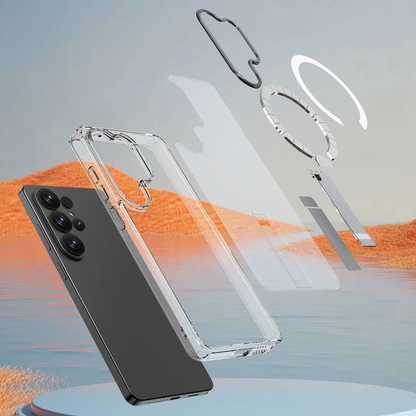 Etui MagSafe do Samsung Galaxy S26 Ultra S948, Hybrid Armor, X z podstawką, przezroczyste