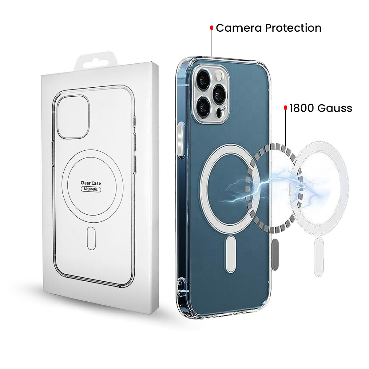 Etui MagSafe do Samsung Galaxy S24 S921, OEM, 1800 Gauss, Przezroczyste