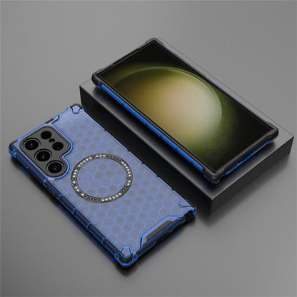 Etui MagSafe do Samsung Galaxy S25 Ultra S938, Techsuit, HoneyComb Shield, Niebieskie