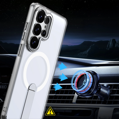 Etui MagSafe do Samsung Galaxy S26 Ultra S948, Hybrid Armor, X z podstawką, przezroczyste