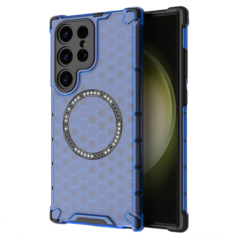 Etui MagSafe do Samsung Galaxy S24 Ultra S928, Techsuit, HoneyComb Shield, Niebieskie