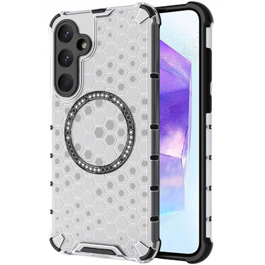 Etui MagSafe do Samsung Galaxy A55 5G A556, Techsuit, HoneyComb Shield, Białe