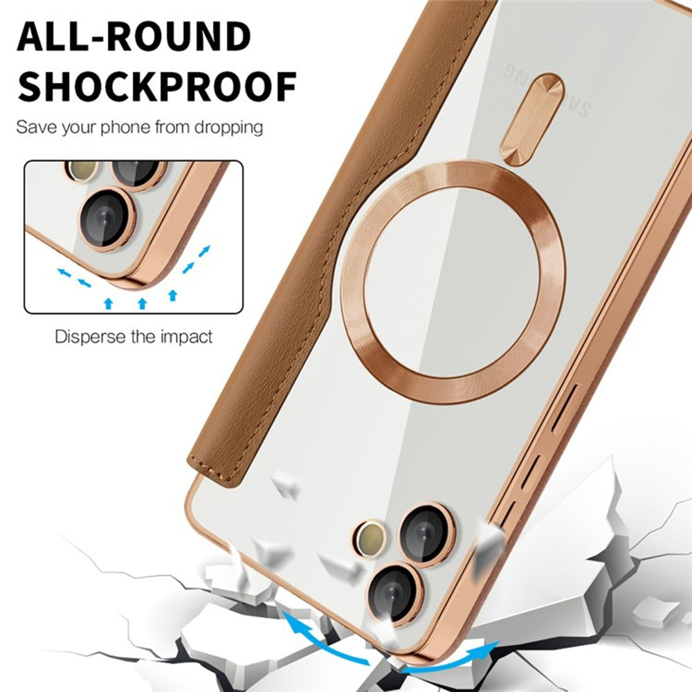 Etui MagSafe do Samsung Galaxy A05 A055, Techsuit, SmartMag Book, Brązowy